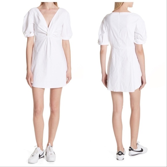 NWT‎ A.L.C. Mirren Twist-Front White Linen Mini Dress - Picture 1 of 14